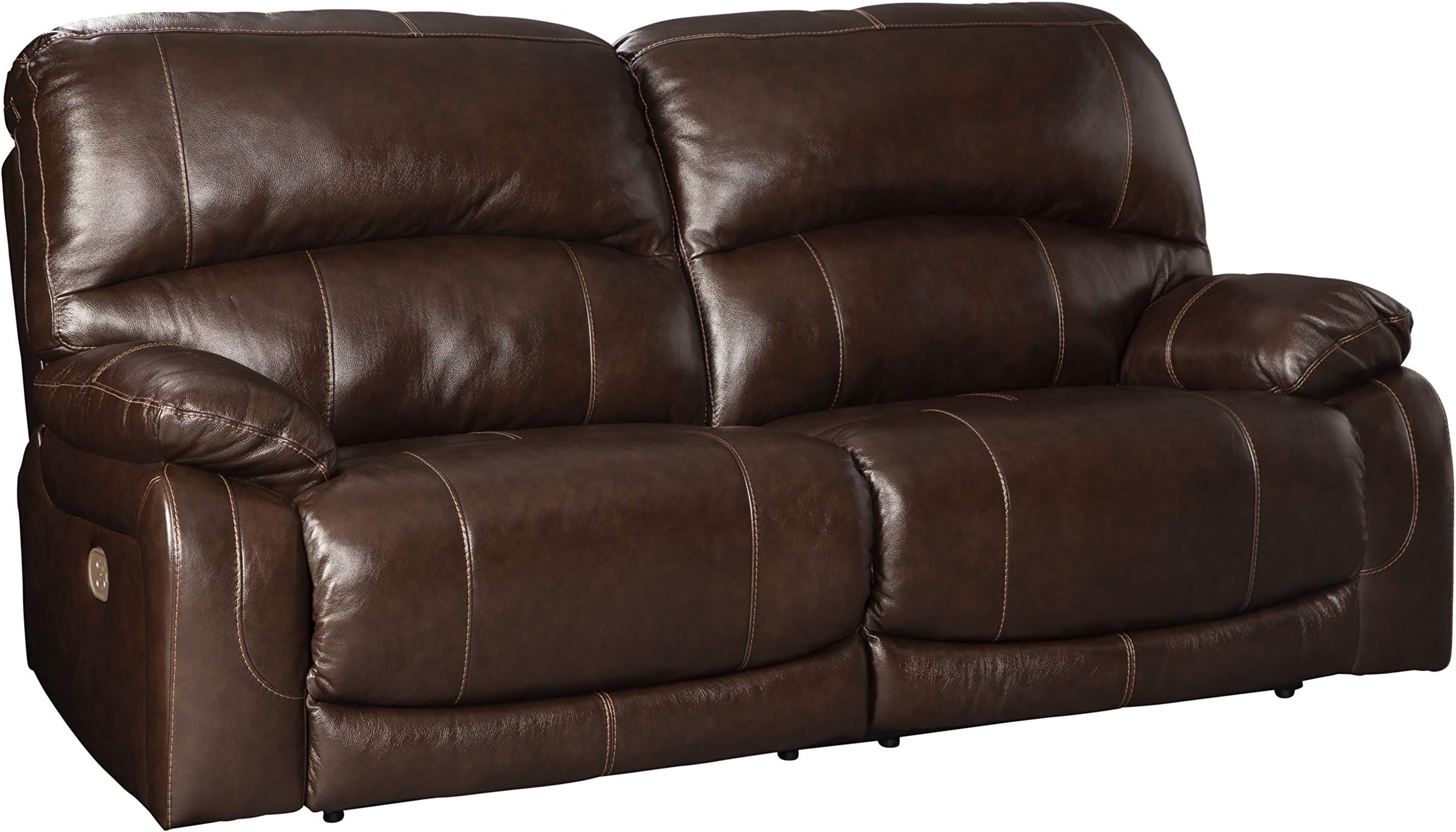 Signature Design by Ashley Hallstrung Leather Adjustable 2 Seat Power Reclining Sofa with Console, Dark Brown