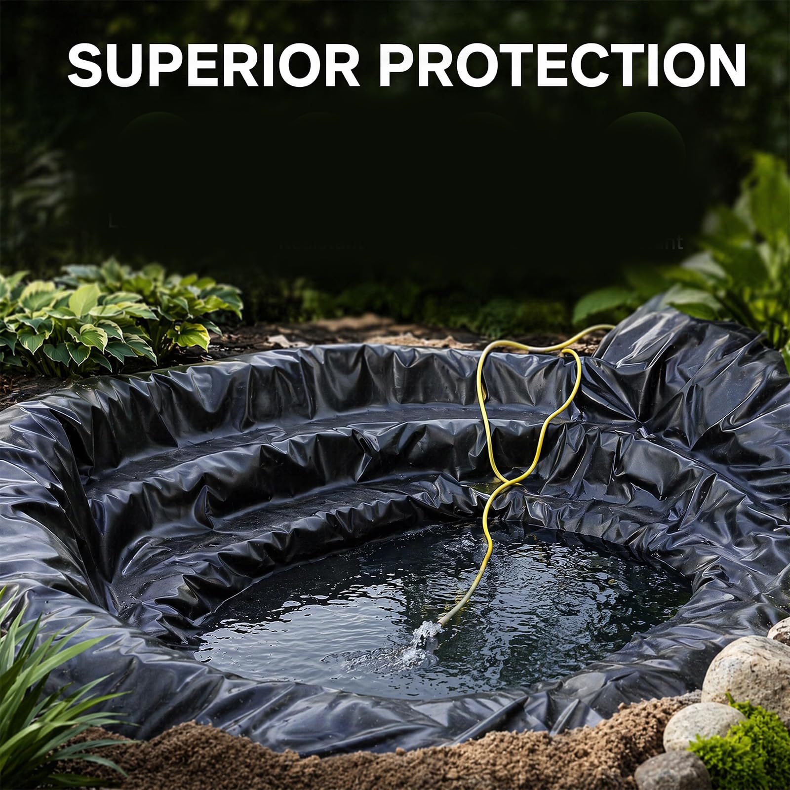 3x4m Teichfolie, Teichfolien Schwimmteich Folie | Wasserdicht leckdest Gartenteich Teichplane Schwarz HDPE für Fischteiche, Brunnen, Wassergarten und Wasserfall Stärken 0.2 MM