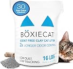Boxie® Sans parfum 30 Jour de contrôle de l'odeur chat d'argile & Litter Kitty 16 Lb, 99.9% Sans poussière, haut plan dur®, pas de parfums Pas de remplissage, longue durée, facile à scoop