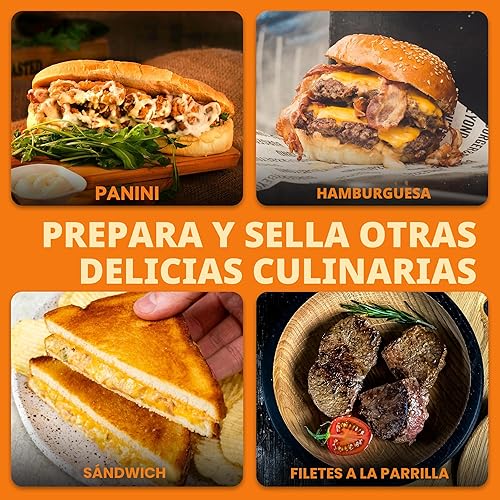 Vista 6 de Baker's Friend Prensa Panini Eléctrica Plancha, Prensa Panini Parrilla Sandwichera, Prensa Eléctrica para Queso Fundido, Sandwichera Eléctrica