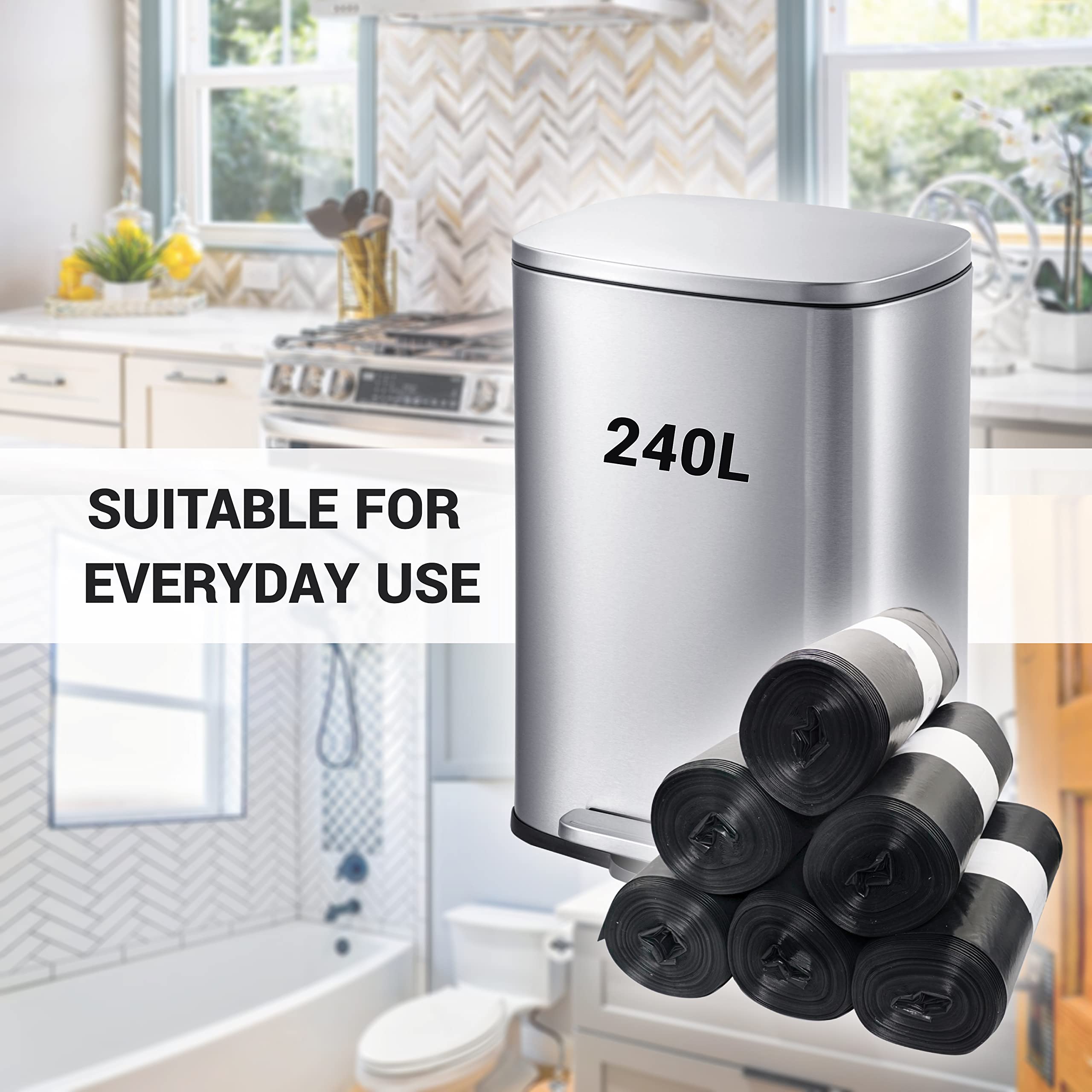 Lot de 60 sacs poubelles 240 litres - Noir - 100 x 120 cm