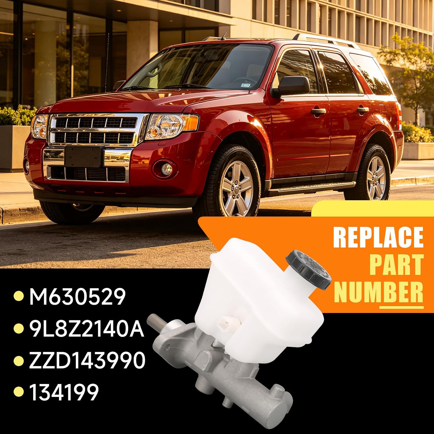 M630529 Brake Master Cylinder with Reservoir and Cap Compatible with Ford Mazda and Mercury For Escape 2009-2012 Tribute 2008-2011 Mariner 2009-2011 Replace 9L8Z2140A
