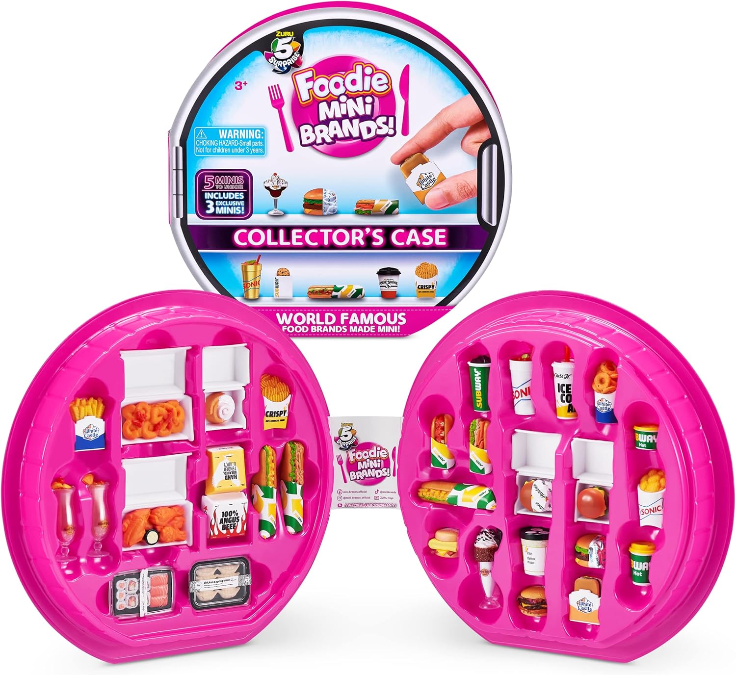 5 Surprise 77288 Brands Includes 5 Mystery Foodie Collector's Case, Store and Display 30 Mini Collectibles, Fast Food Toys and Shopping Accessories