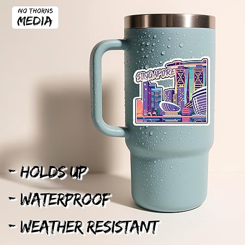 Miniatura 2 de Adhesivo Singapur de 4 pulgadas, destino de recuerdo de viaje por la ciudad, calcomanía de vinilo impermeable para laptop, botella de agua, vaso de