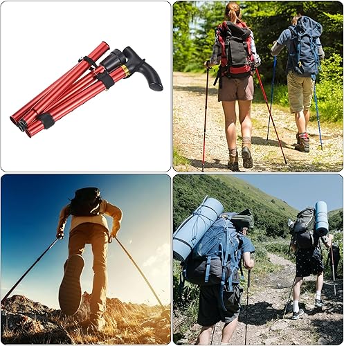 Miniatura 5 de PATIKIL Bastones de trekking, bastón plegable telescópico plegable de aleación de aluminio de bloqueo rápido para senderismo al aire libre caminar