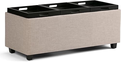 Miniatura 406 de Otomana rectangular de almacenamiento de cuero sintético Simpli Home Avalon., Cuero, Marrón Azul,Marrón Chocolate,Cloud gris,Gris oscuro,Azul