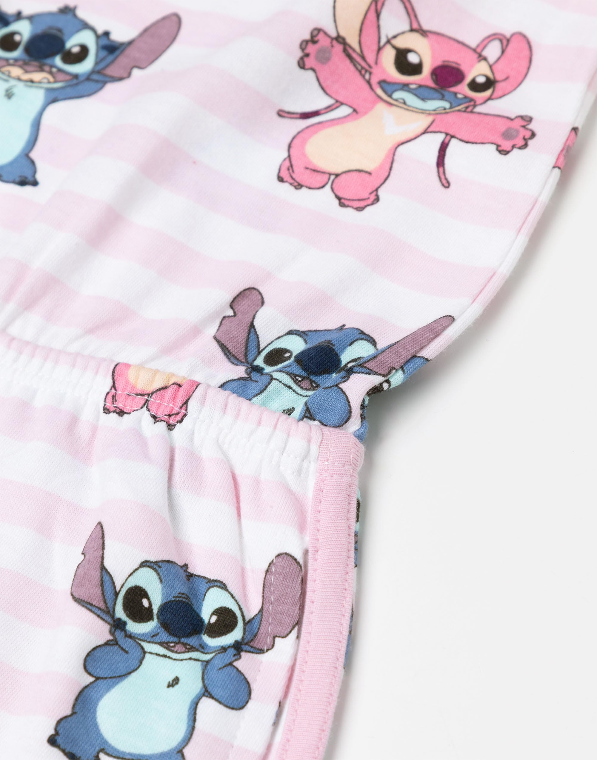 Disney Combinaison rose rayée sans manches Lilo & Stitch pour fille | Tenue d'été mignonne à l'effigie de Stitch et Angel | Taille élastiquée, poches et col rond, tenue décontractée