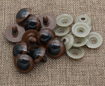 150Pcs 10-30mm Brown Large Plastic Safety Eyes Craft Safety Eyes DIY Eyes with Washers for Plush Animal Teddy Bear Doll Puppet Crafts