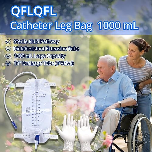 Miniatura 7 de Foley - Bolsa para piernas de 33.8 fl oz/33.8 onzas, catéter urinario para hombres, mujeres, bolsa de pierna de catéter Foley, válvula antirreflujo