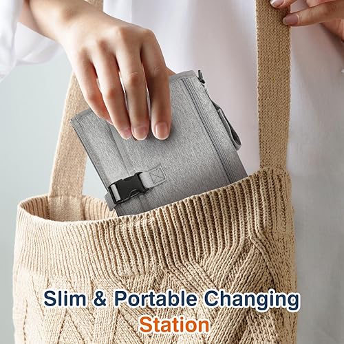 Miniatura 5 de Zooawa Cambiador de pañales portátil, cambiador para niñas y niños recién nacidos, tapete cambiador de pañales portátil con bolsillo para toallitas