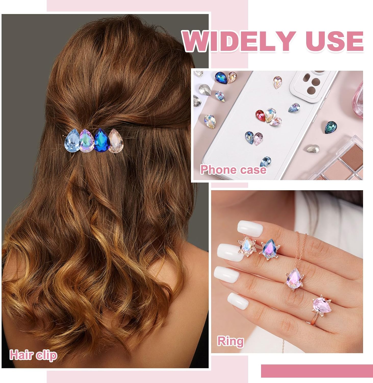 MECCANIXITY 50 Pcs Crystal AB Pointed Back Rhinestones, 6x8mm Teardrop Faceted Glass Gems for Phone Case DIY Crafts Jewelry Making Clothing Decoration, Dark Green - Image 5