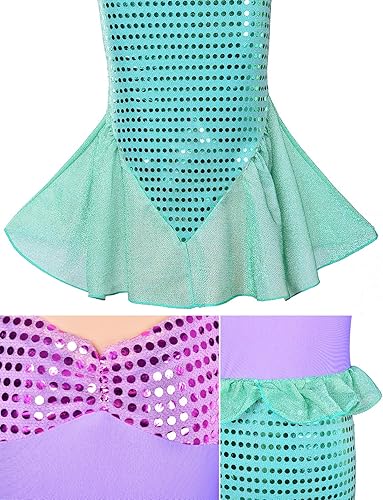 Miniatura 6 de Joy Join Disfraz de sirena de princesa para niñas pequeñas con peluca corona Rojo