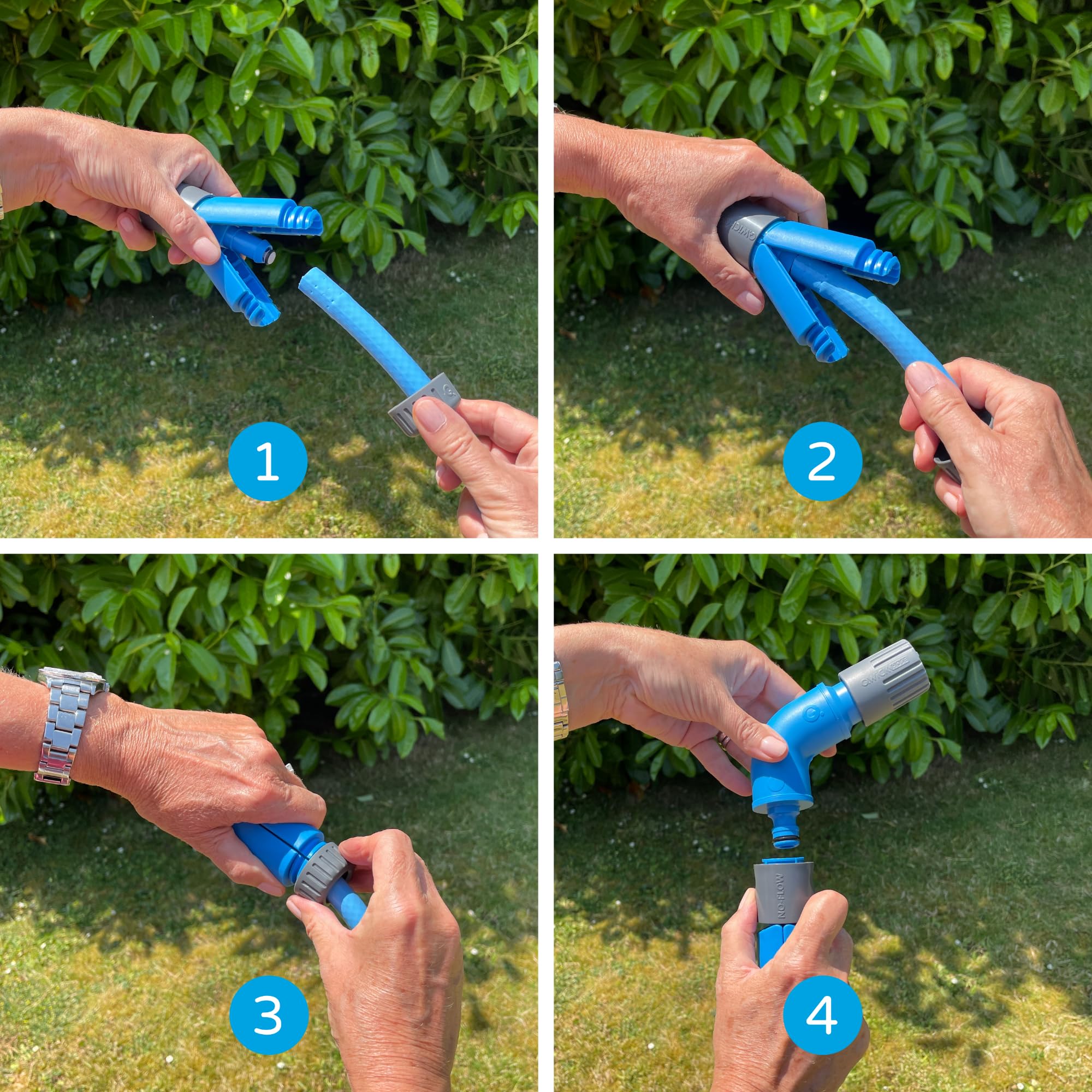 Qwickhose No-Flow JawGrip Universal Hose Connector, Blue & Grey, 1/2 inch - Image 2