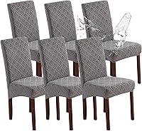 Vista 35 de Genina Fundas impermeables para sillas de comedor, fundas elásticas de jacquard para sillas de comedor, extraíbles y lavables, protector de silla
