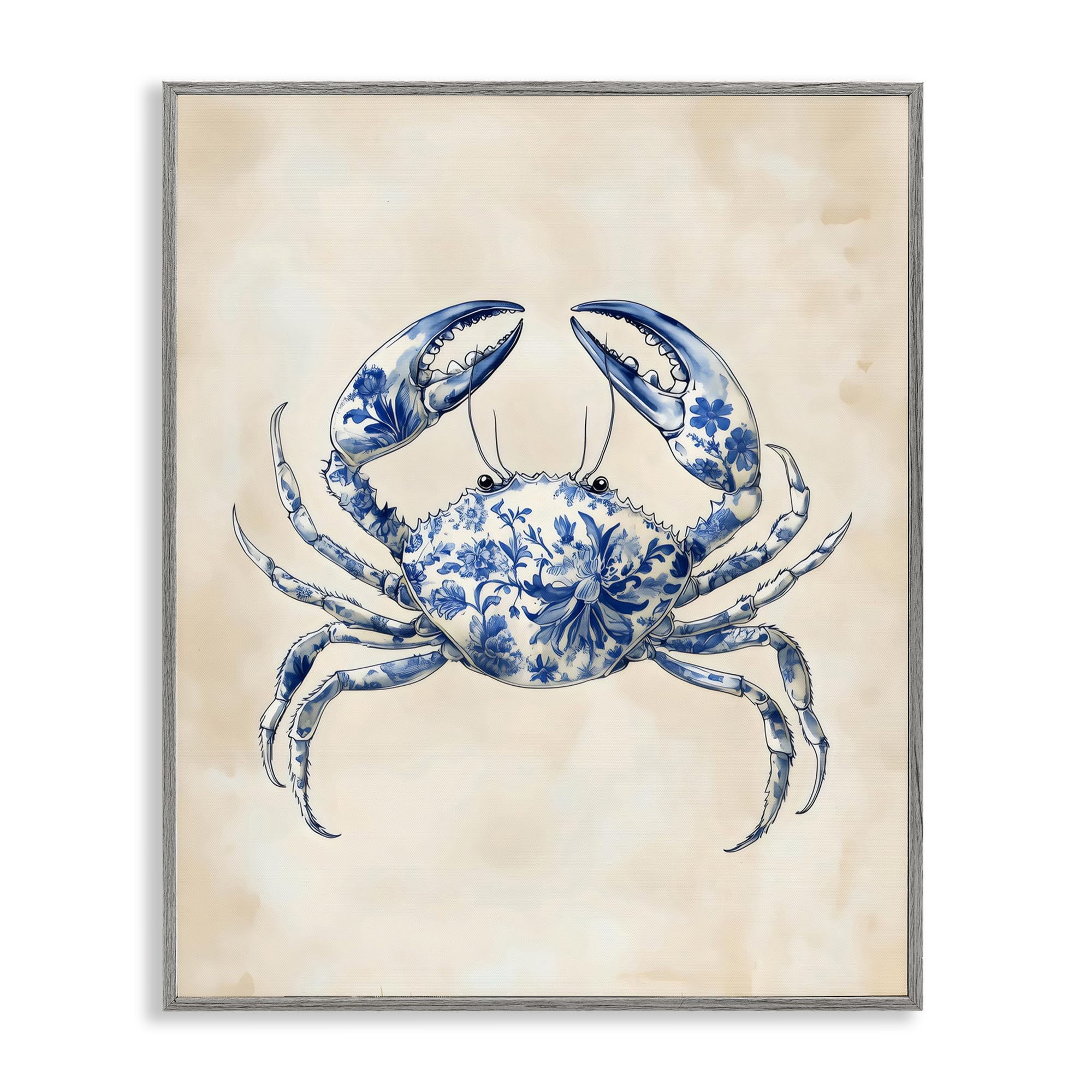 Crabe floral bleu Stupell Industries : cadre déco pour raviver un mur blanc vide