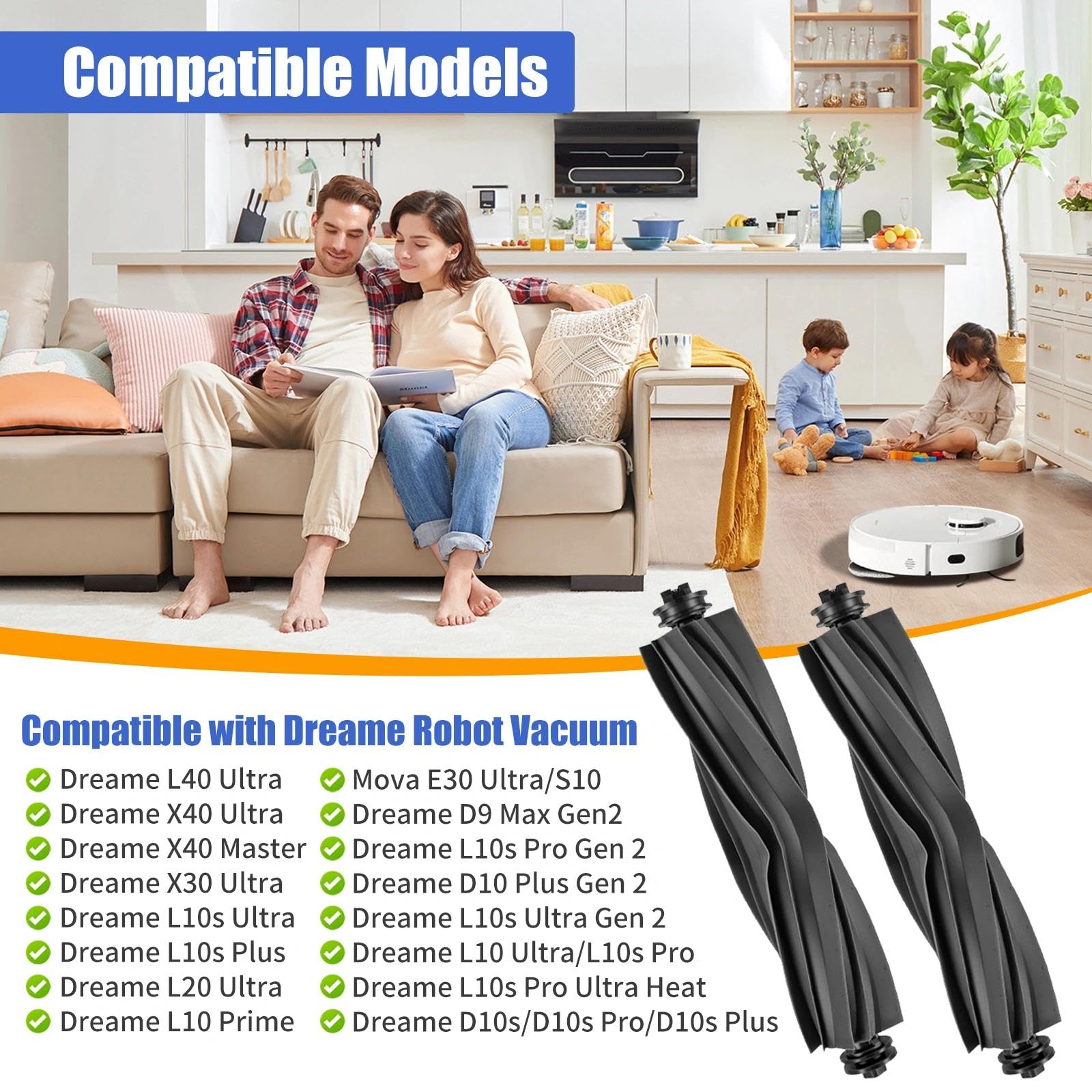 Cepillos de Rodillo para Dreame L10s Ultra/L10s Pro Ultra Heat/L10s Ultra Gen 2/L10s Pro Gen 2/D10 Plus Gen 2/L10s Plus/L20 Ultra/L10 Prime/L10 Ultra/L40 Ultra/X40 Ultra/X40 Master/X30 Aspiradora