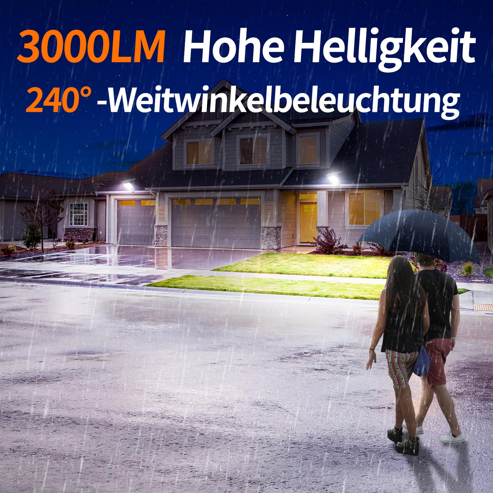 INTELAMP Solarstrahler für Außen mit Bewegungsmelder und Fernbedienung | 12500mAh 3000LM Solarleuchten mit Signalvernetzung,IP65 wasserdicht Solarlampen für Garten, Terrasse, Hof und Garage