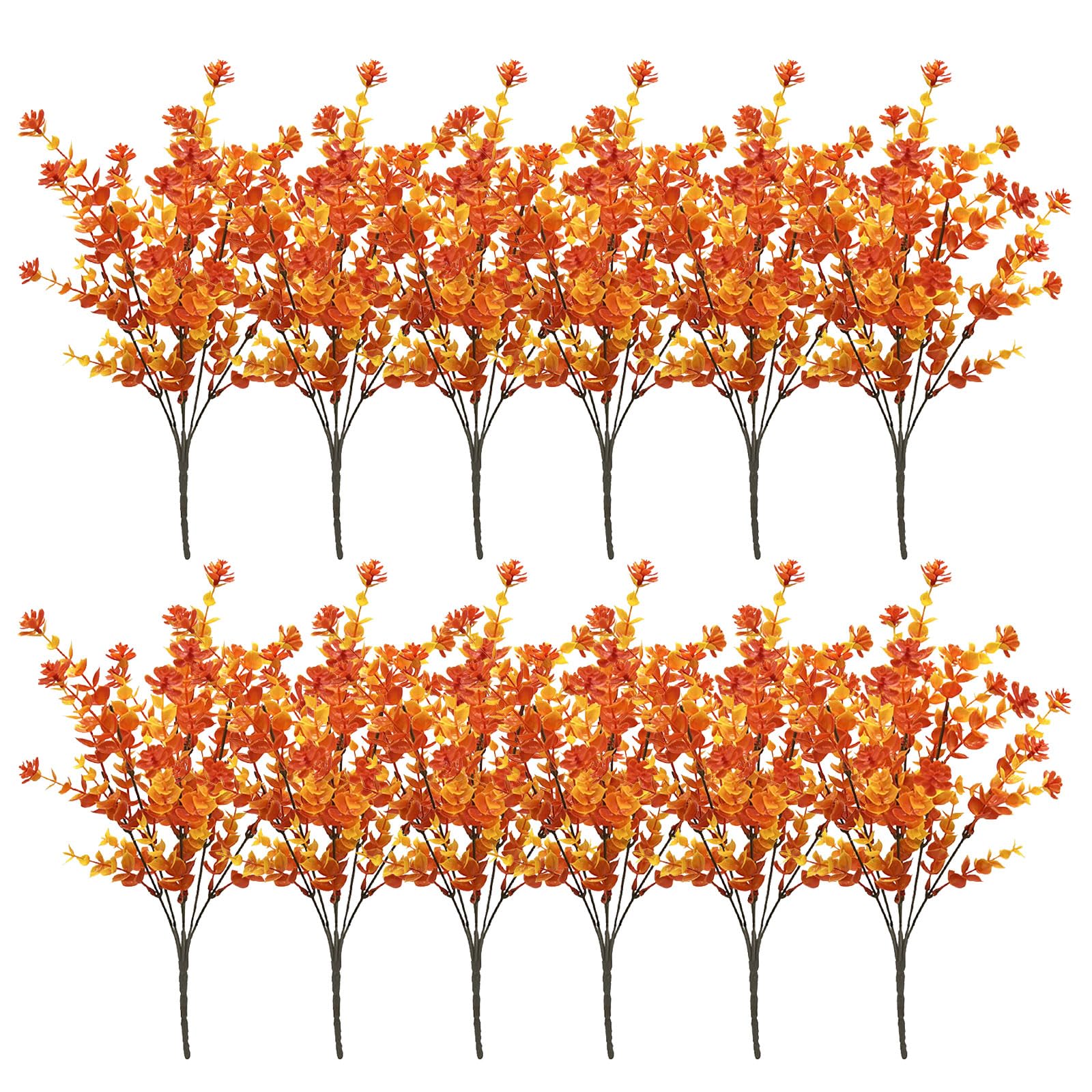 Tsophreniq 12Pieces Long Eucalyptuses Stems Artificial Florals Ornament Realistic Plant Foliages for Seasonal Home Embellishments Fall Florals Arrangement