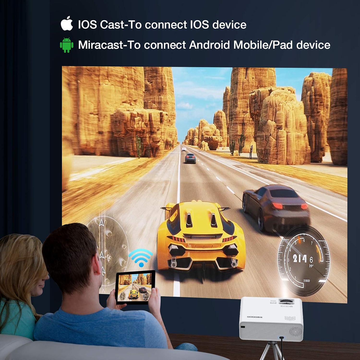 🔥 Projector, GooDee WiFi Mini Projector with Projector Screen, 7000L Synchronize Wireless Video Projector LED 1080p Full HD, Portable Home Movie Projector Support TV Stick/DVD/USB, iOS/Android Phone Black Friday - 60% OFF Projector, GooDee WiFi Mini Projector with Projector Screen, 7000L Synchronize Wireless Video Projector LED 1080p Full HD, Portable Home Movie Projector Support TV Stick/DVD/USB, iOS/Android Phone