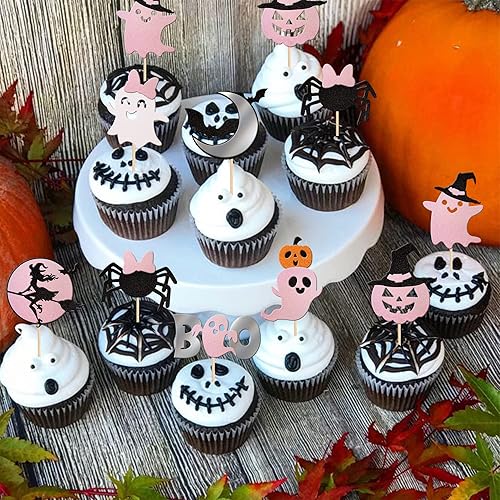 Miniatura 189 de 24 piezas de decoración de cupcakes temáticos de Halloween, espeluznante abucheo, fantasma, bruja, araña, murciélago, cupcakes, calabaza, rasgo