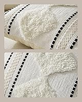 Vista 6 de Juego de 2 almohadas bohemias en blanco y negro para cama y sofá, fundas de almohada neutras de 20 x 20 pulgadas, color negro y beige, almohadas