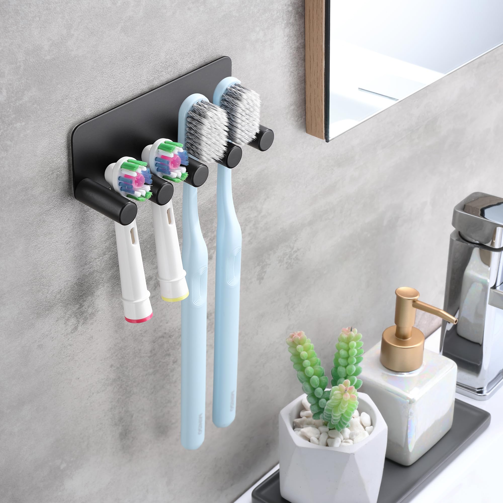 Zahnbürstenhalter Ohne Bohren Wand Elektrisch Zahnbürste Halter Aufsteckbürsten Halter Edelstahl Zahnburstenhalterung Selbstklebend Zahnbürstenkopf Schwarz
