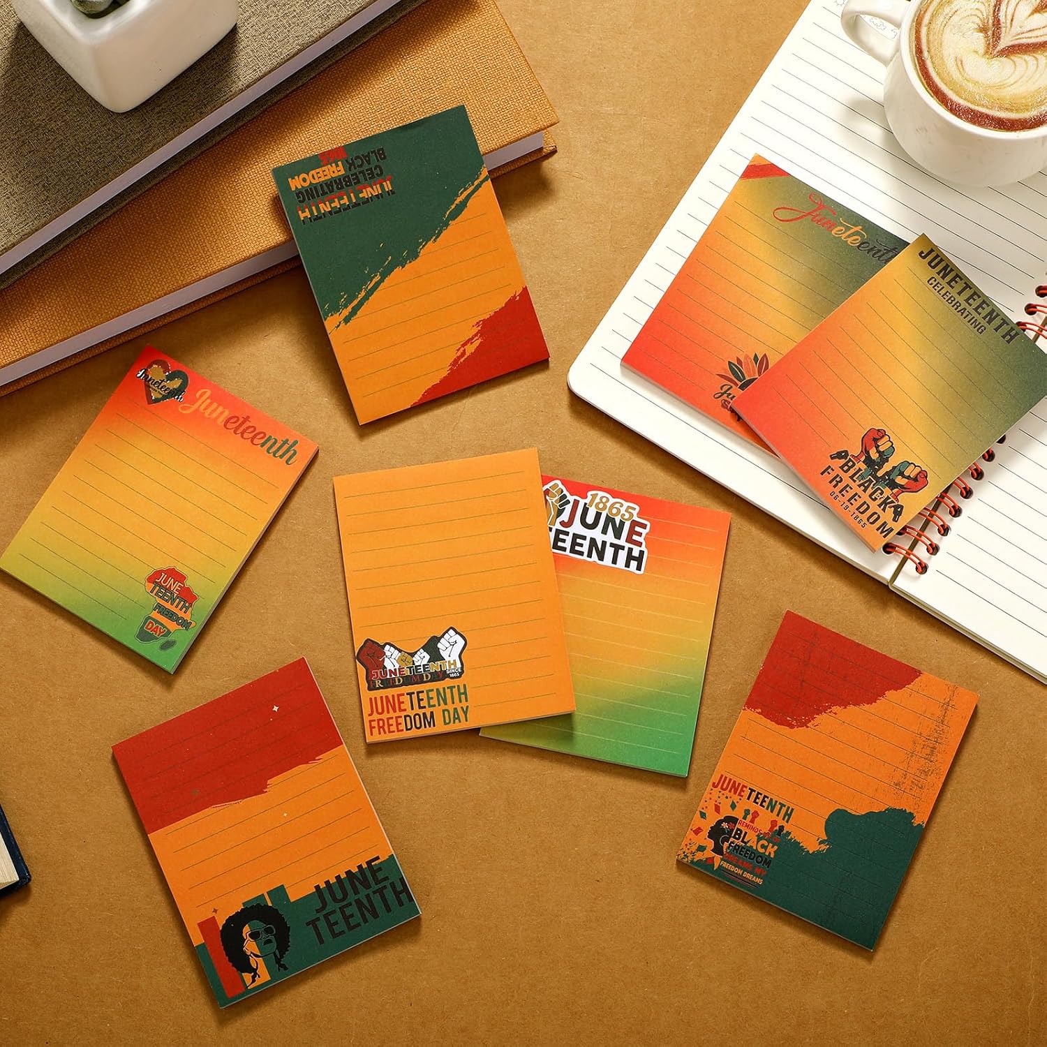 Resurhang 48 Pack Juneteenth Sticky Notes Bulk June 19th Inspirational Gifts for African American Heritage Festival June Nineteenth Freedom Day Party Supplies Work Study School Office