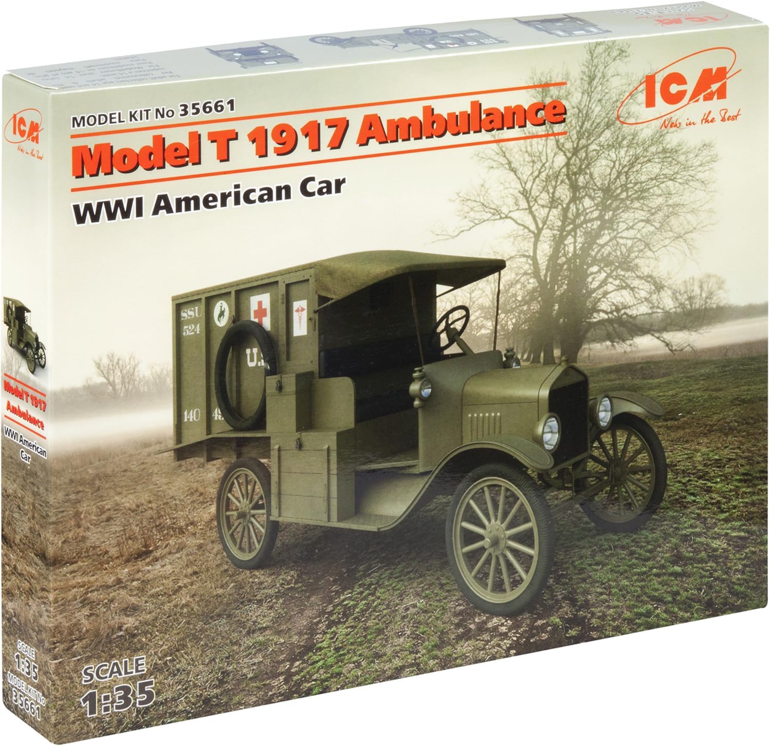 ICM ICM35661 1:35-Model T 1917 Ambulance, WWI American Car