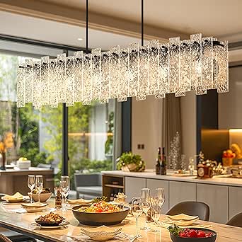 Danshinro Modern Black Rectangle Chandelier, 48