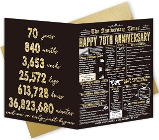 70th Anniversary Card for Men Women, 70 Years Anniversary Decorations Gifts for Parents Grandpa Grandma, Gifts for 70 Years Valentines Birthday Wedding Anniversary Day