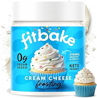 FitBake Cream Cheese Frosting | Keto Frosting for Low Carb Desserts | Sugar Free Cream Cheese Keto Icing | 0g Net Carbs Per Serving | Gluten Free | Naturally Sweetened Low Carb Food Keto Friendly 8oz