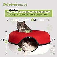 Vista 7 de Cattasaurus Peekaboo Cueva Dona para Gatos para Gatos Múltiples y Grandes de hasta 30-45 libras, Cama para Gatos Autocalentable 3 en 1, Túnel