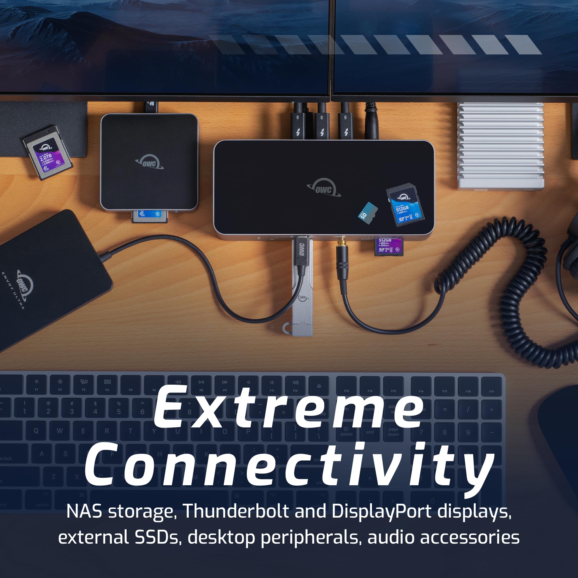 OWC Estación de acoplamiento Thunderbolt 5 de 11 puertos, 2.5 GbE, lector de tarjetas SD/Micro-SD, conector de entrada y salida de audio, puertos USB 3.2 tipo A, suministro de energía de 140 W