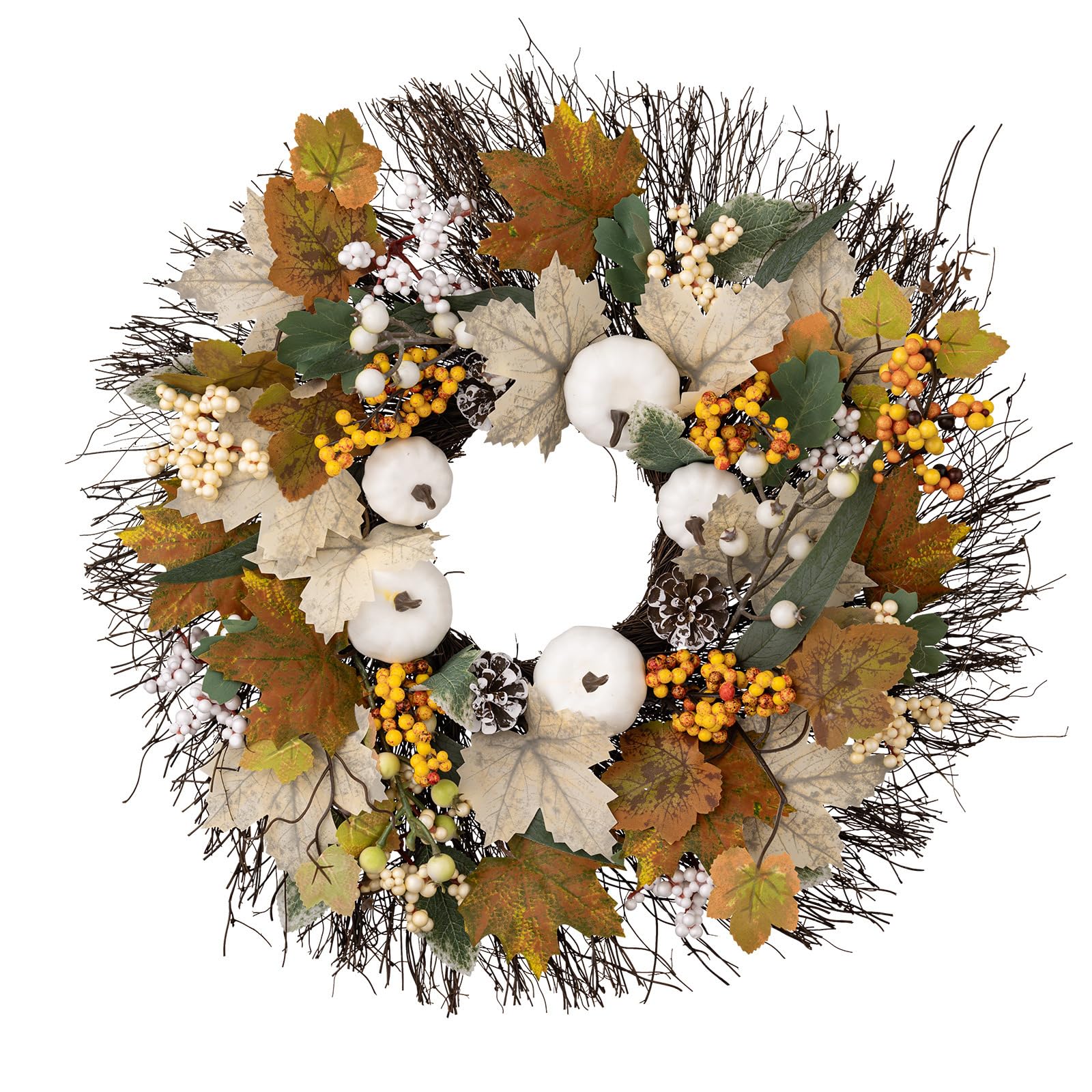 Tsophreniq Thanksgiving Day Wreath with Pumpkin Autumn Harvest Wreath for Inside Outside, Artificial for Inside Outside Autumn Harvest