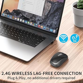 Small Ergonomics Wireless Mouse, Silent USB Cordless Computer Mouse, Black