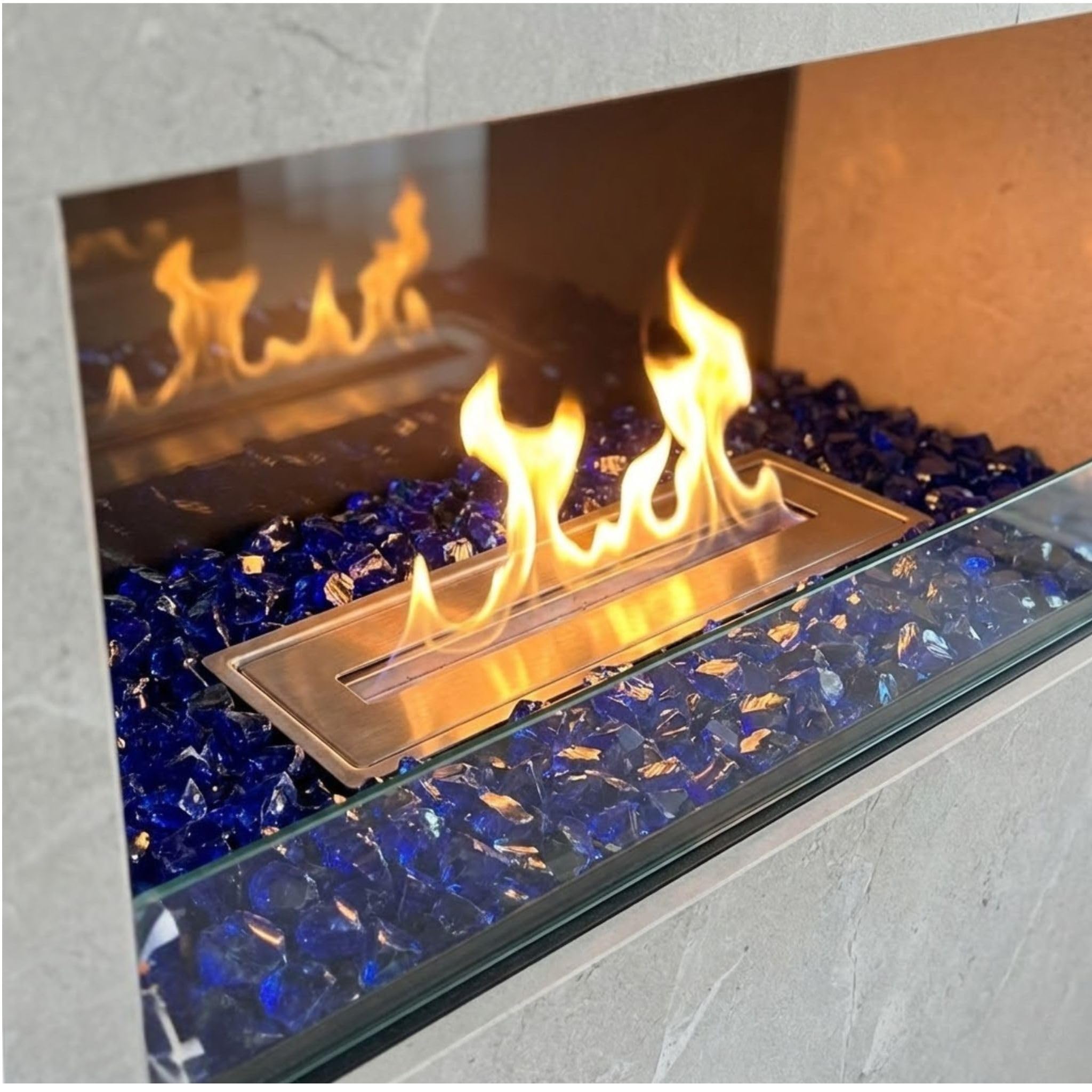Glassteine Blau 10kg (3-5 cm) – Dekosteine Garten & Aquarium Deko Steine – Hochwertige Glasbrocken für Gabionen, Vasen & Blumentöpfe – Recyceltes Glas & Wetterfest(Blau, 10kg)