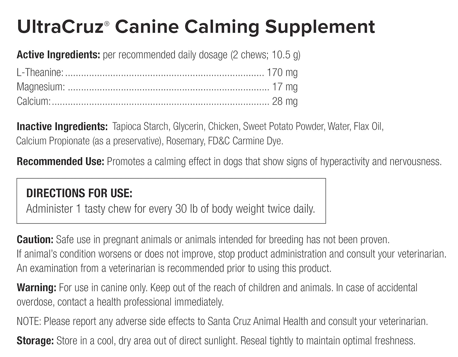 UltraCruz-sc-363584 Canine Calming Supplement for Dogs, 120 Tasty Chews