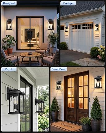 VIANIS 14.2 in Large Black Dusk to Dawn Outdoor Lights for House,Waterproof