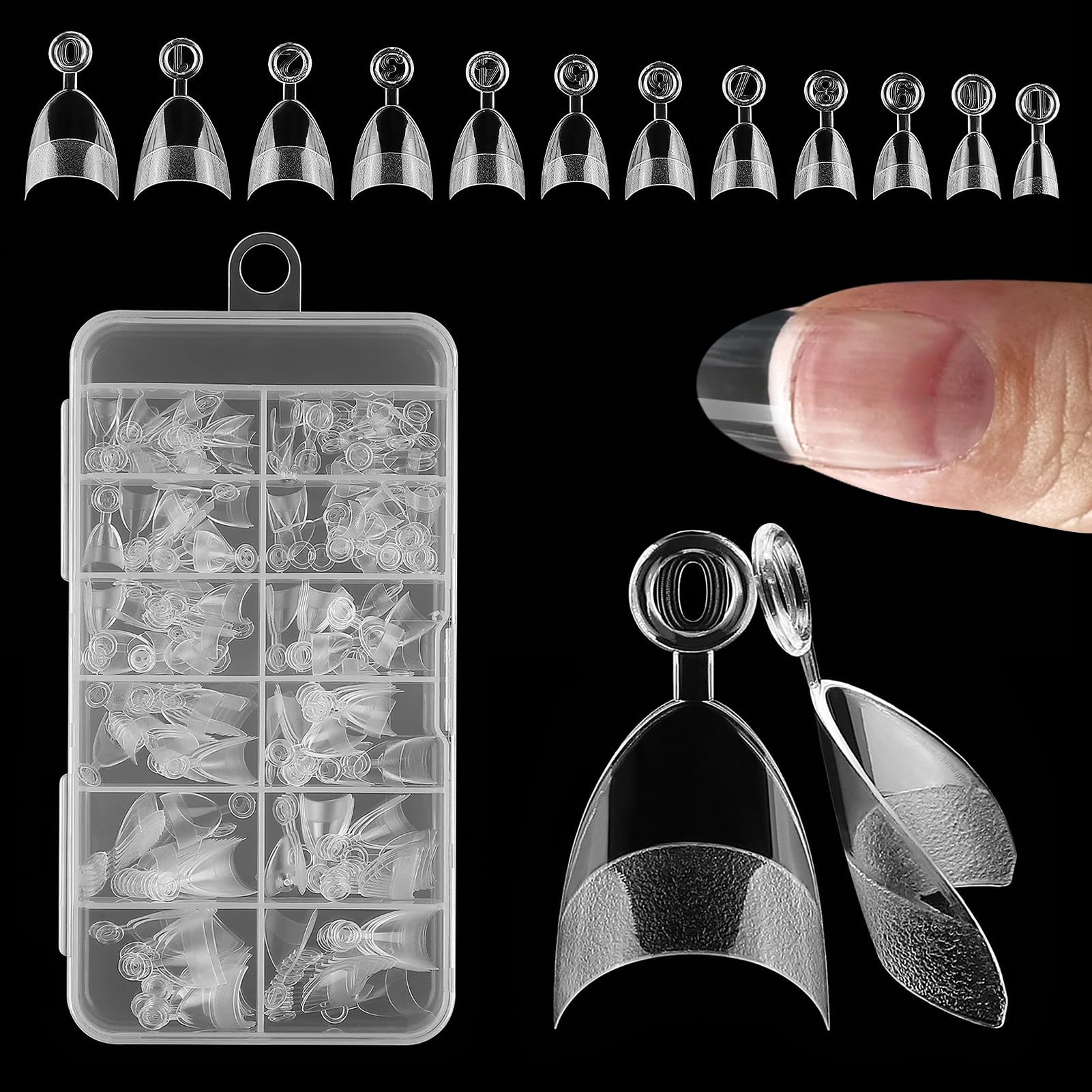 240PCS Short Almond Nail Tips for Gel Extensions, 12 Sizes Soft Gel Nail Tips for Nail Extensions Half Clear Matte Nail Tips Kit for Manicure Salons and Home Nail Art DIY