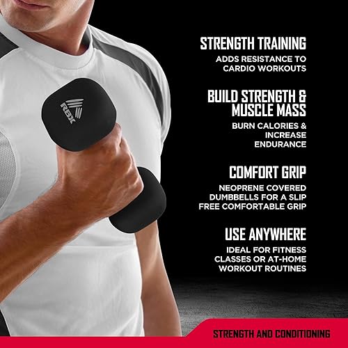 Miniatura 4 de RBX - Juego de mancuernas de neopreno con agarre antideslizante, equipo de entrenamiento de fuerza, pesas de entrenamiento para entrenamiento en