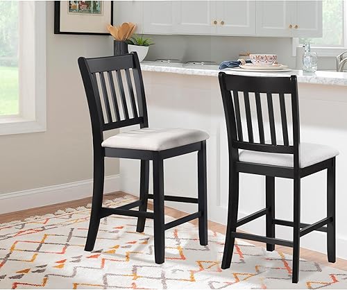 Miniatura 9 de Wooden Bar Stools - Set of 2 Counter Height Bar Stool with Leather Upholstered Design, Terciopelo Sillas para Barra de Cocina- Kitchen Dining