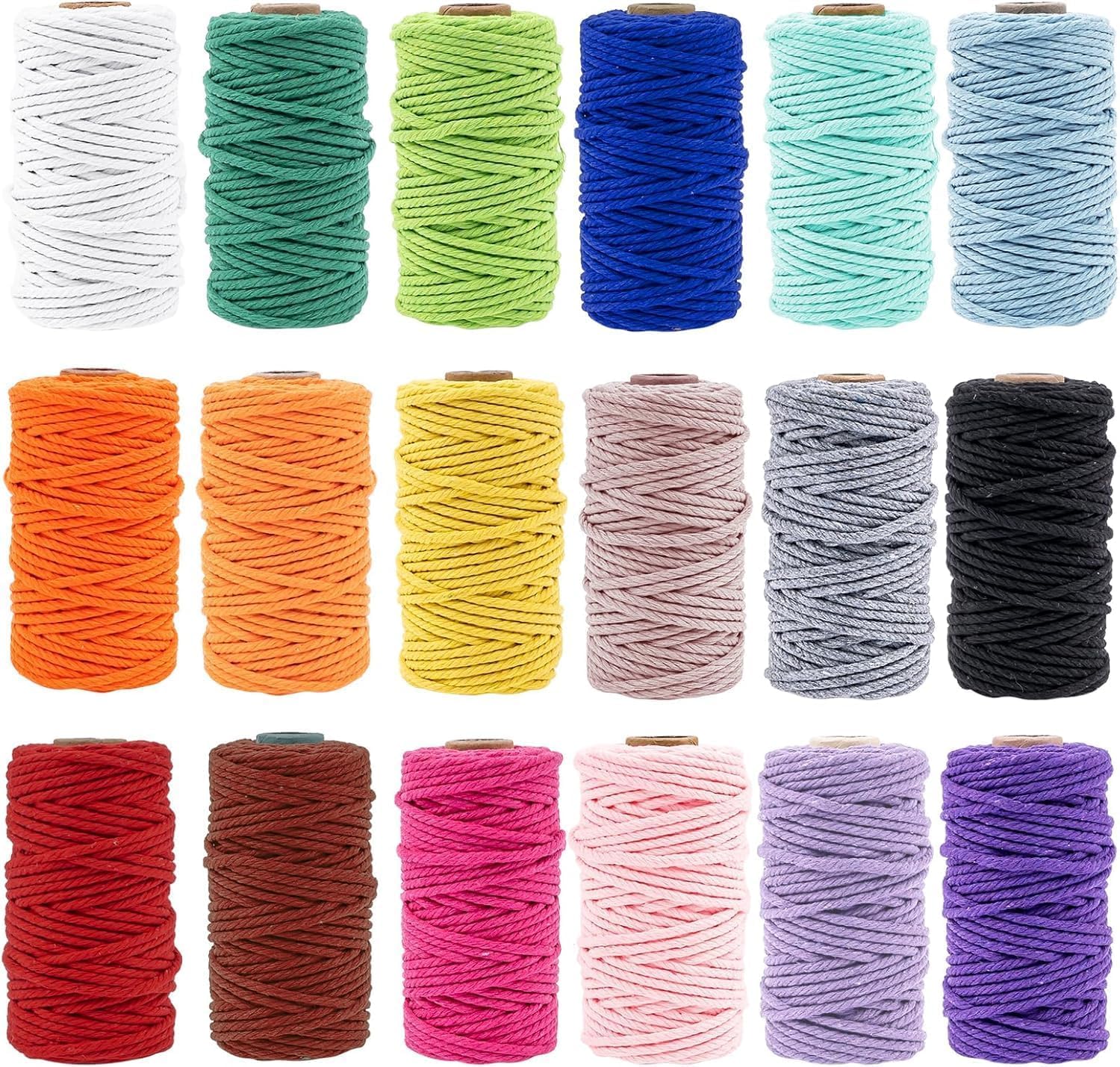 Fil pour macramé 2mm 540m et corde coton naturel 3 torsions pour loisirs créatifs