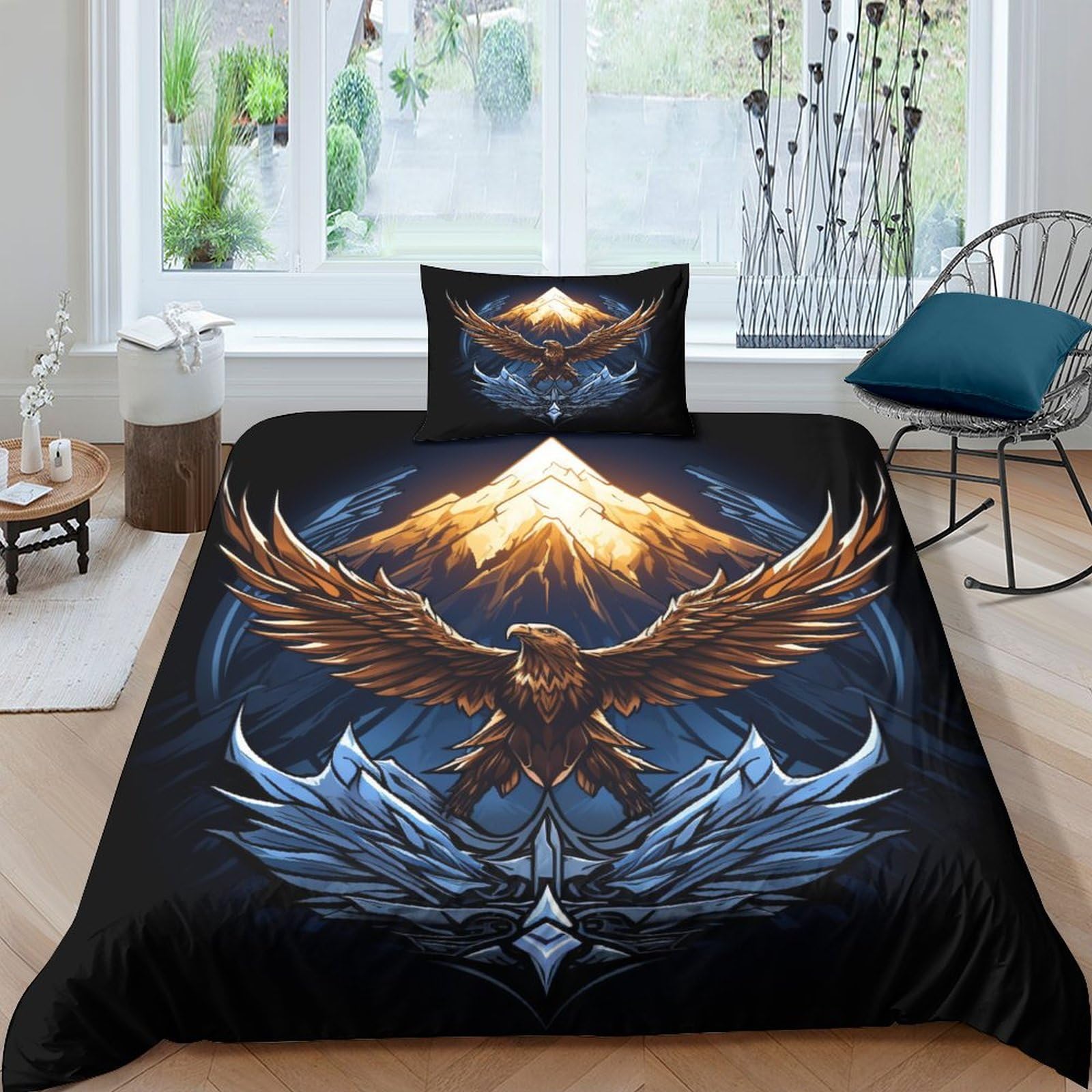 Housse de couette aigle anti-plis en microfibre respirante pour un lit impeccable sans repassage