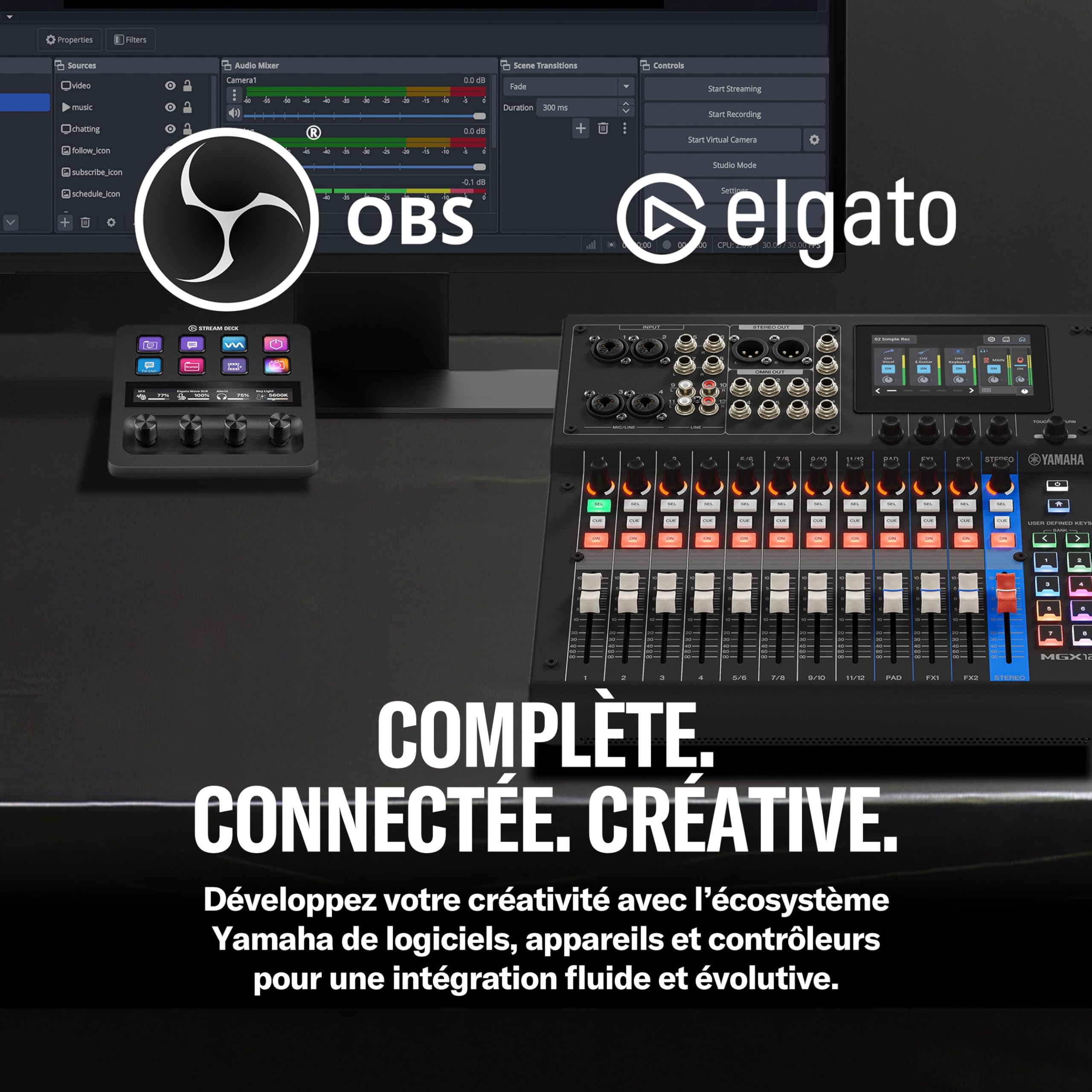YAMAHA MGX12 Console de Mixage Numérique avec LCD Tactile, Bluetooth, Blanc | Console Compacte avec Double USB, Enregistrement Multipiste microSD et Outils Audio Intelligents