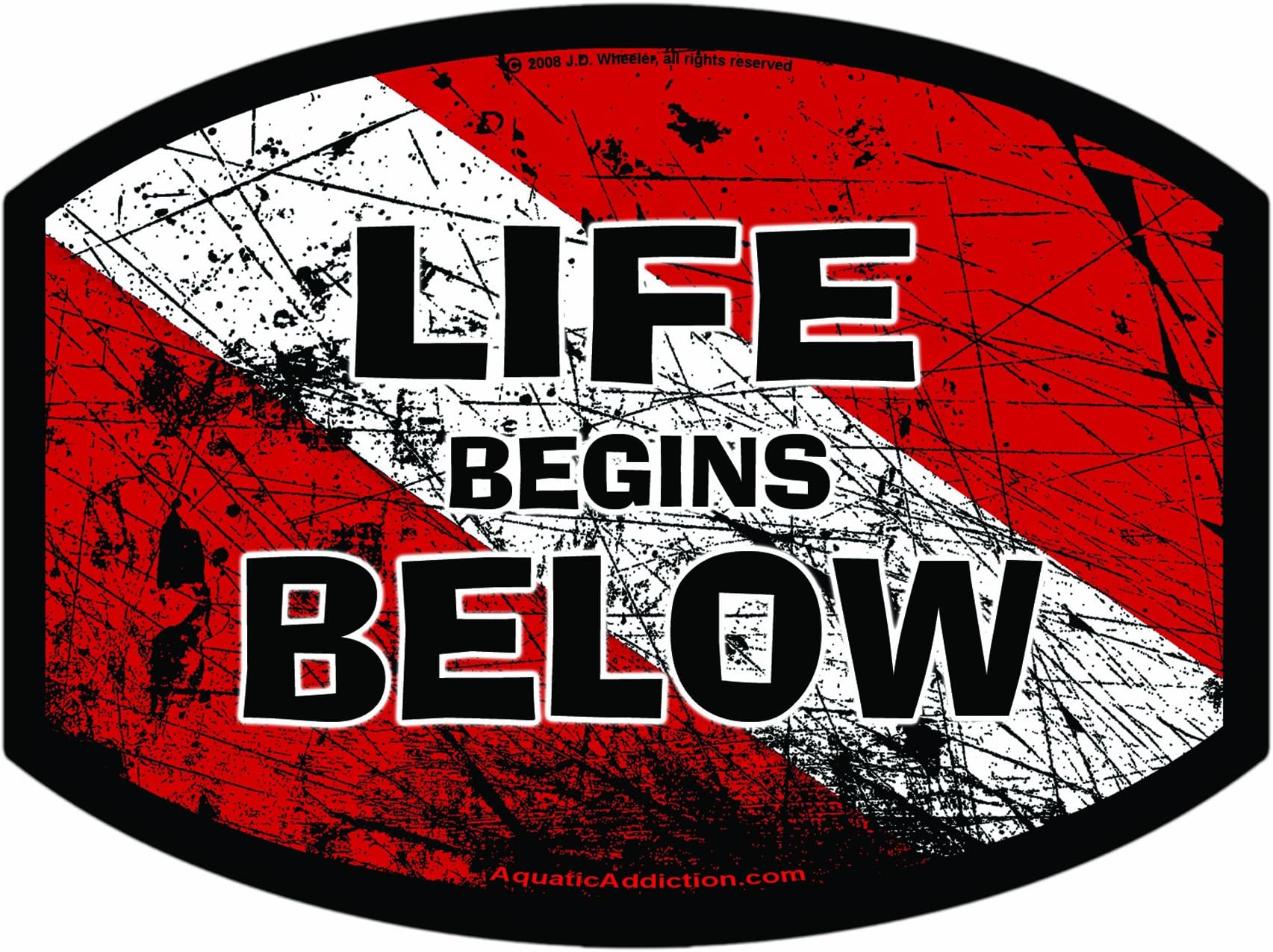 Aquatic Addiction DIVE SIGNAL LIFE BEGINS BELOW Scuba Dive Decal Sticker