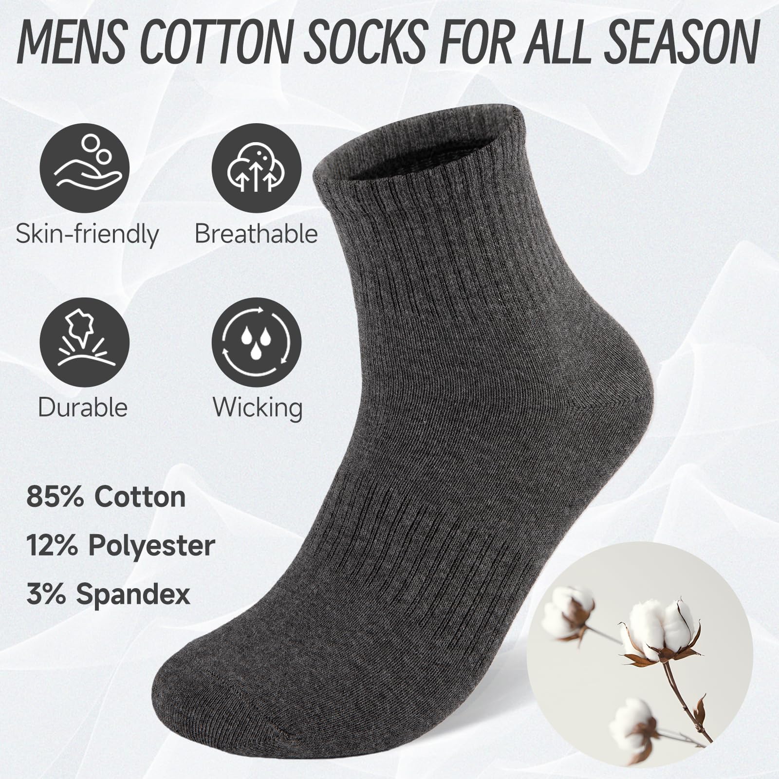 eallco Calcetines tobilleros de algodón para hombre, 6 pares