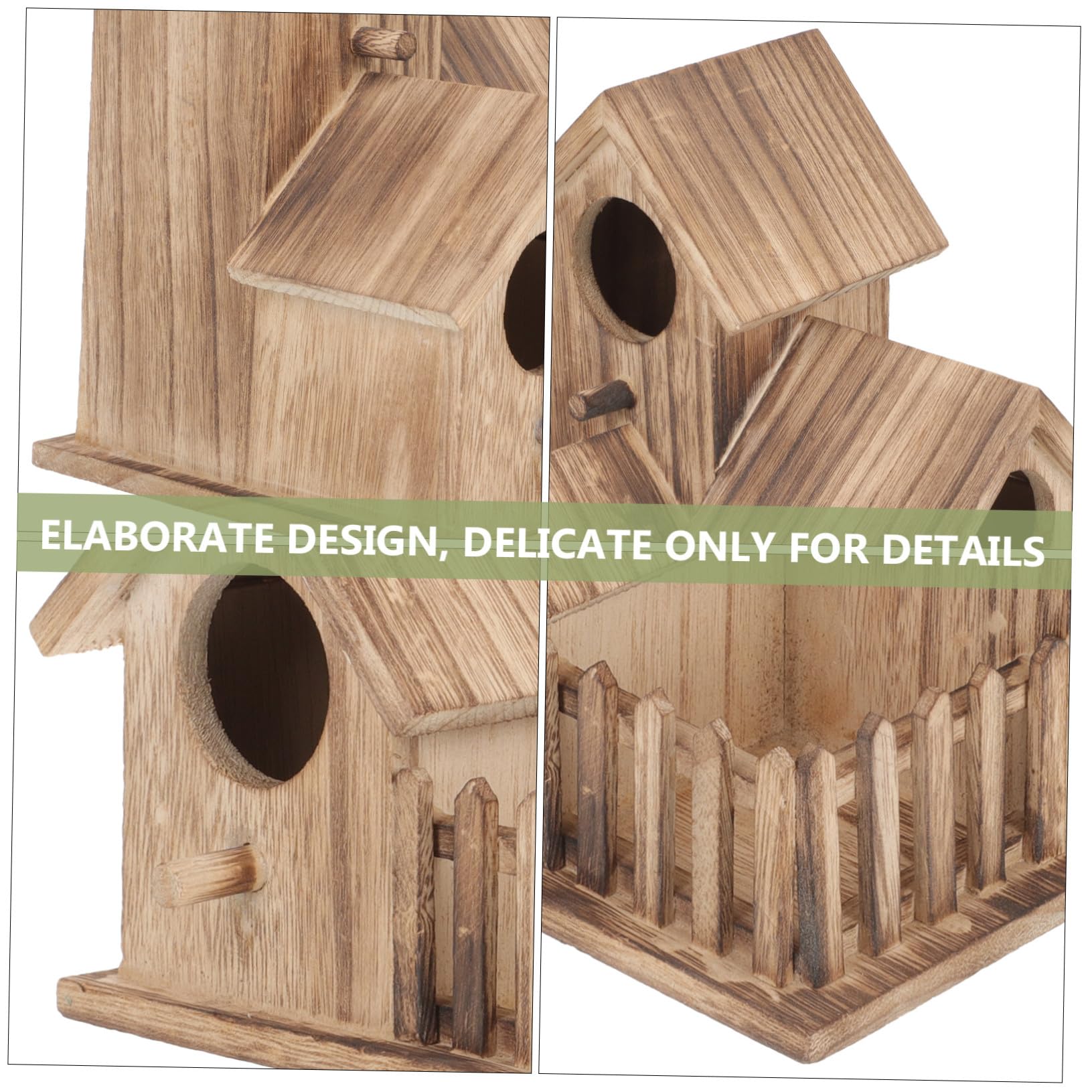 FRCOLOR Villa Nido De Pájaro Independiente Comedero para Pájaros De Madera Caseta De Cría para Jardín Nido para Periquitos