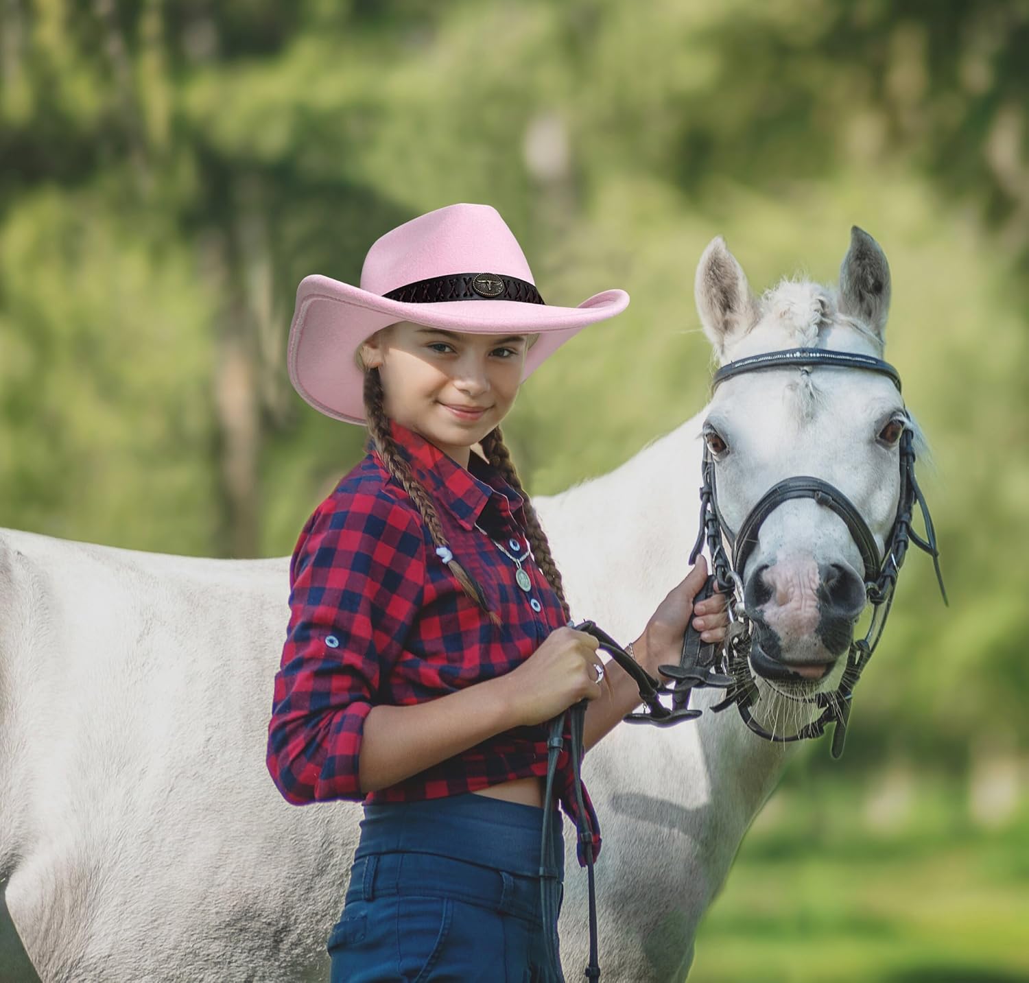 Jastore Kids Boys Western Cowboy Hat for Toddler Girls Felt Fedora Cowgirl Cowboy Hat with Belt Buckle - Image 6