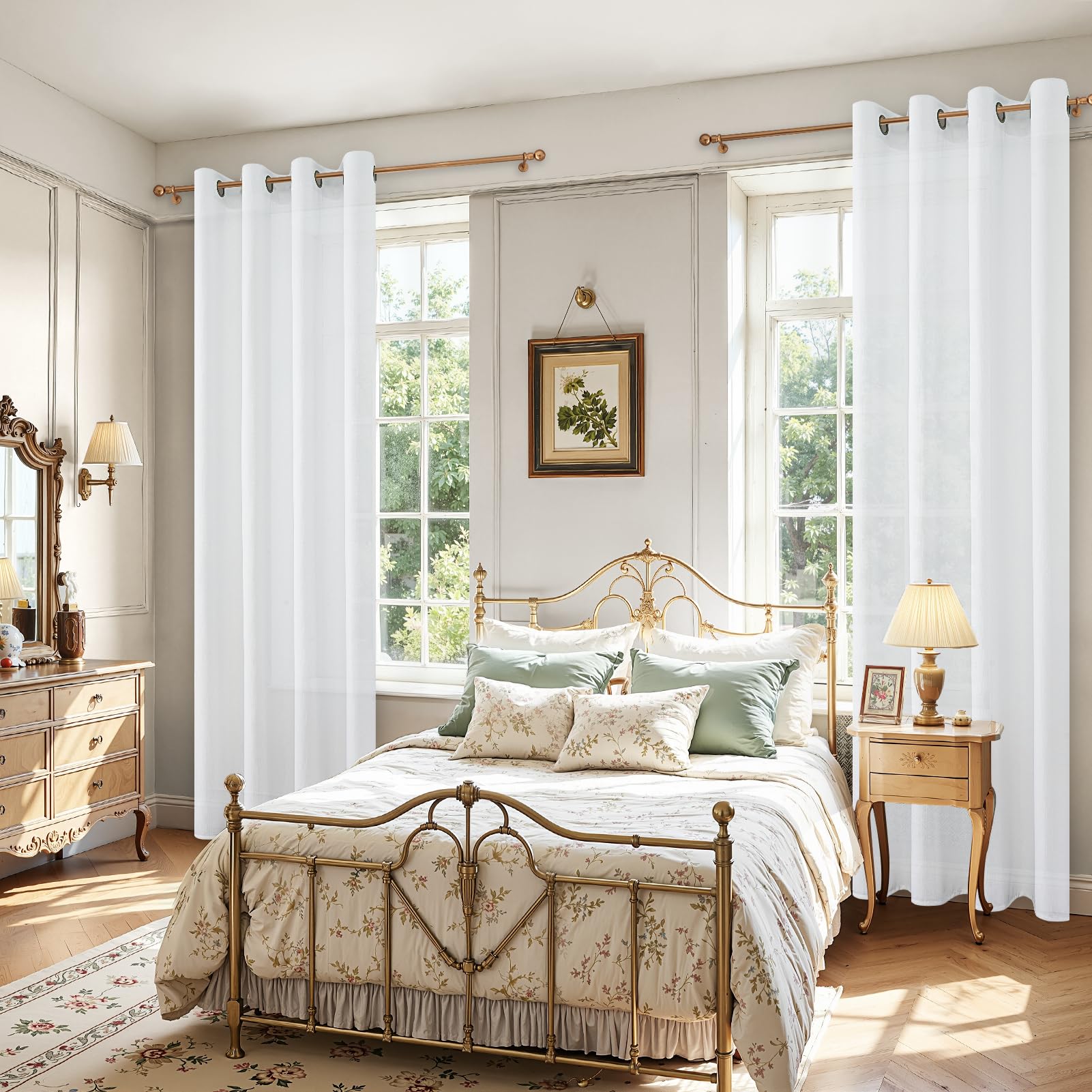 CUTEWIND - Set di 2 Tende per Finestra, in Effetto Lino, Semi-Trasparenti, con Occhielli, di Dimensioni: 140 x 240 cm, Ideali per la Decorazione di Interni Moderni quali Salone, Camera da Letto