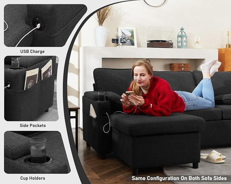 Sofa Bed Pull Out 2 in 1 Sectional Sleeper Sofa L Shaped Couch with Storage image 4